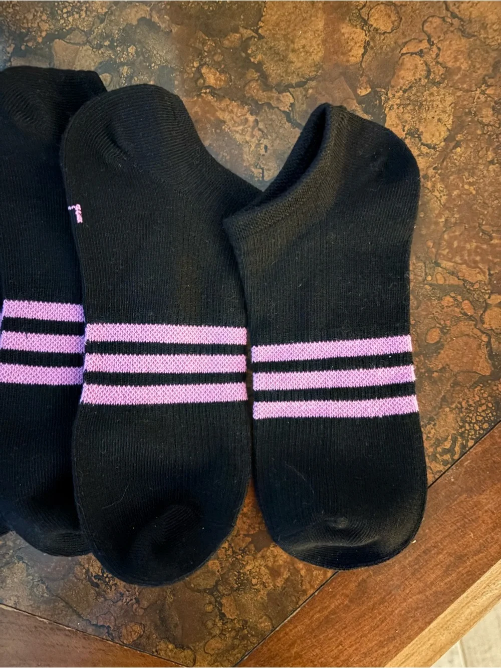 adidas Black Ankle Socks with Pink Stripes - 3 Pack